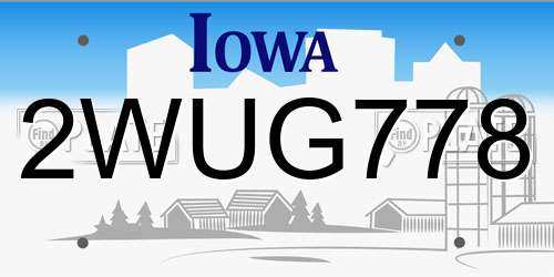 2WUG778 Iowa License Plate