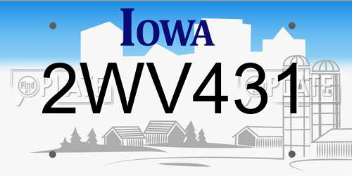2WV431 Iowa License Plate