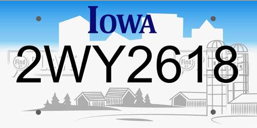 2WY2618 Iowa License Plate