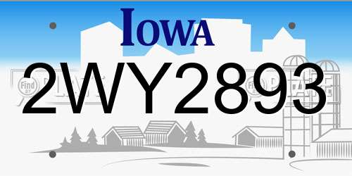 2WY2893 Iowa License Plate