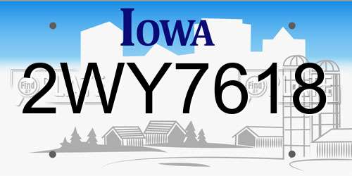 2WY7618 Iowa License Plate