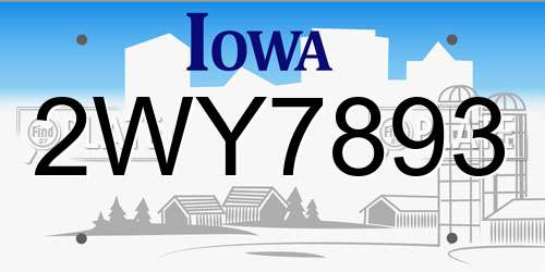 2WY7893 Iowa License Plate