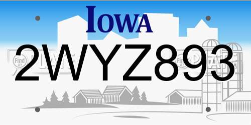 2WYZ893 Iowa License Plate