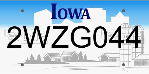 2WZG044 Iowa License Plate