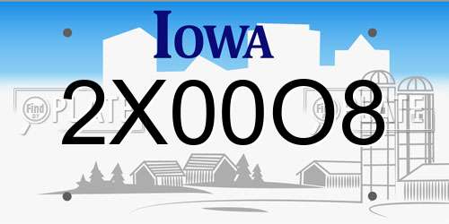 2X00O8 Iowa License Plate