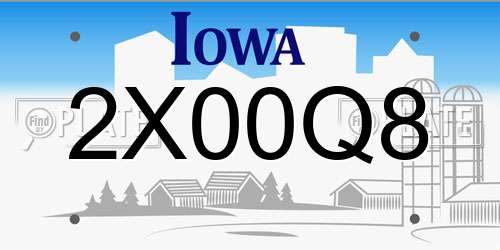2X00Q8 Iowa License Plate