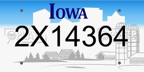 2X14364 Iowa License Plate