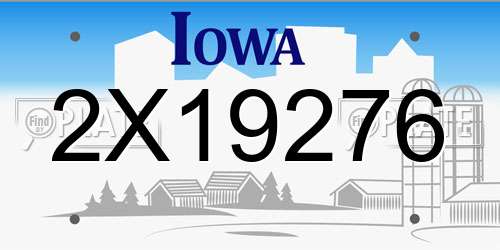 2X19276 Iowa License Plate