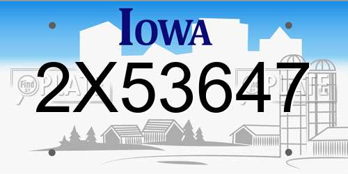 2X53647 Iowa License Plate