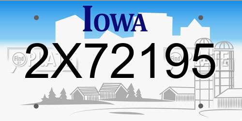 2X72195 Iowa License Plate