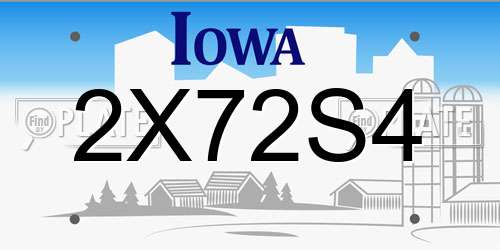 2X72S4 Iowa License Plate