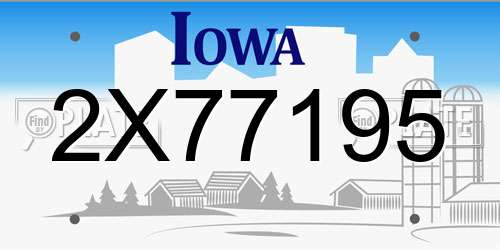 2X77195 Iowa License Plate