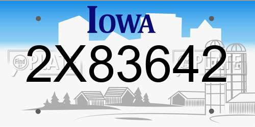 2X83642 Iowa License Plate