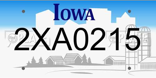 2XA0215 Iowa License Plate