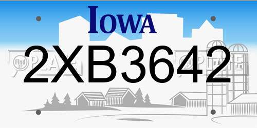 2XB3642 Iowa License Plate