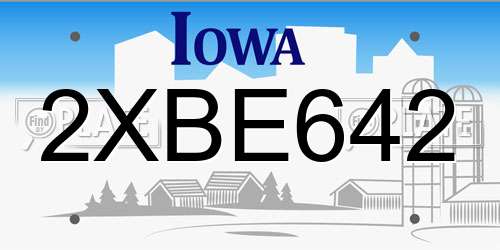 2XBE642 Iowa License Plate