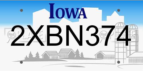 2XBN374 Iowa License Plate
