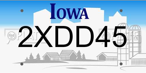 2XDD45 Iowa License Plate