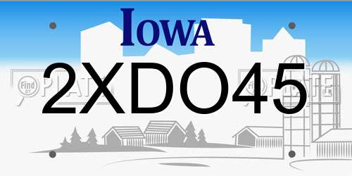 2XDO45 Iowa License Plate