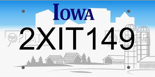 2XIT149 Iowa License Plate