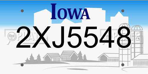 2XJ5548 Iowa License Plate