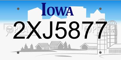 2XJ5877 Iowa License Plate