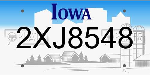 2XJ8548 Iowa License Plate
