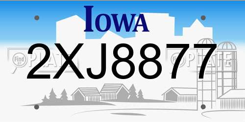 2XJ8877 Iowa License Plate