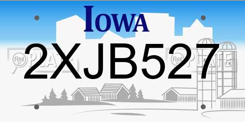 2XJB527 Iowa License Plate
