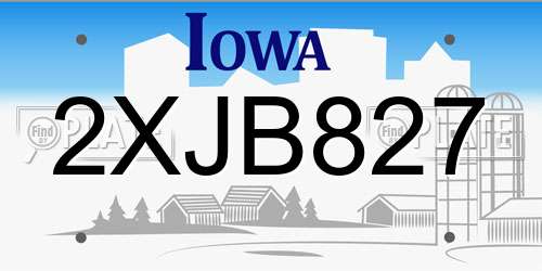 2XJB827 Iowa License Plate