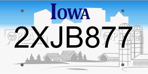 2XJB877 Iowa License Plate