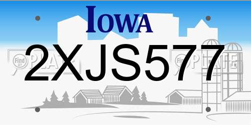 2XJS577 Iowa License Plate