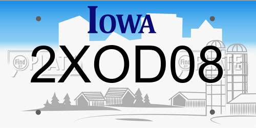 2XOD08 Iowa License Plate