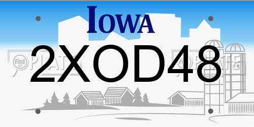 2XOD48 Iowa License Plate