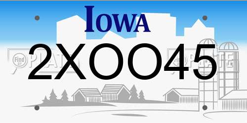 2XOO45 Iowa License Plate