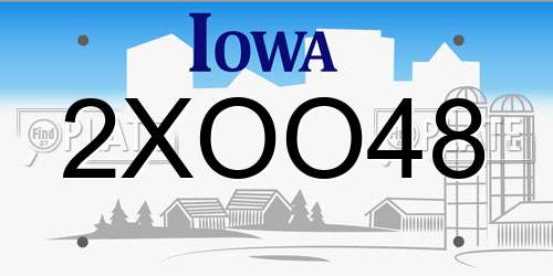 2XOO48 Iowa License Plate
