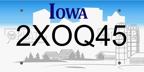 2XOQ45 Iowa License Plate