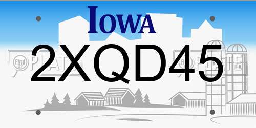 2XQD45 Iowa License Plate