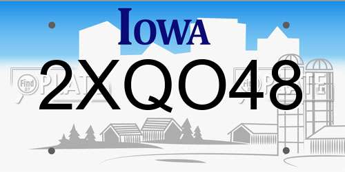 2XQO48 Iowa License Plate