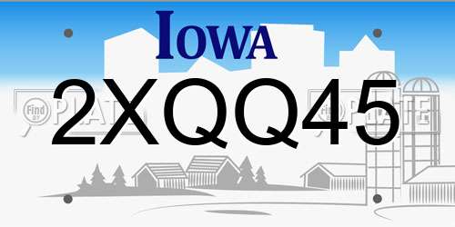 2XQQ45 Iowa License Plate