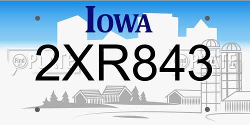 2XR843 Iowa License Plate