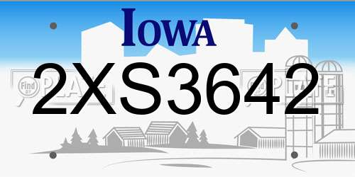 2XS3642 Iowa License Plate