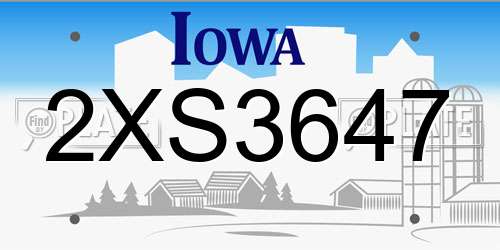 2XS3647 Iowa License Plate