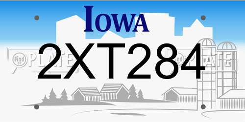 2XT284 Iowa License Plate
