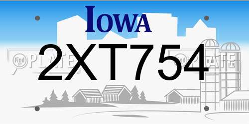 2XT754 Iowa License Plate