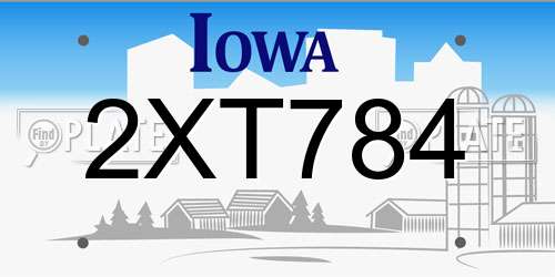 2XT784 Iowa License Plate