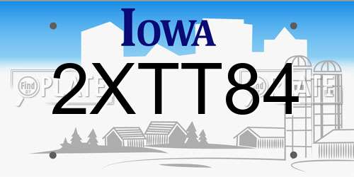 2XTT84 Iowa License Plate