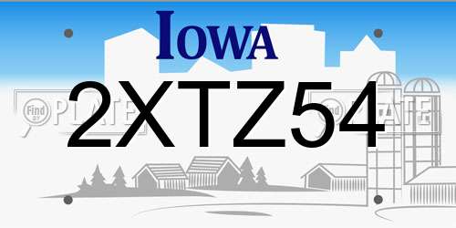 2XTZ54 Iowa License Plate
