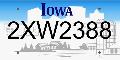 2XW2388 Iowa License Plate