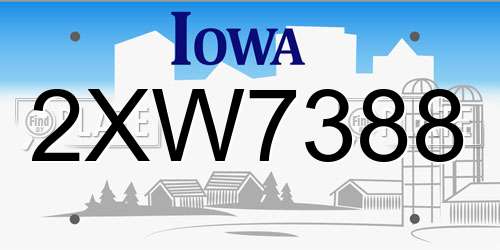 2XW7388 Iowa License Plate